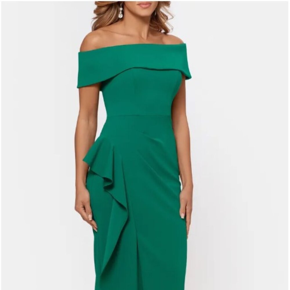 Betsy & Adam Off-the-Shoulder Midi Dress - Petite 12